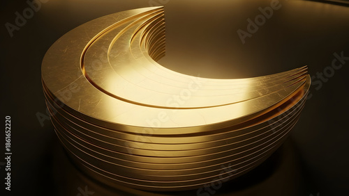 A close up of stacked golden crescent shapes