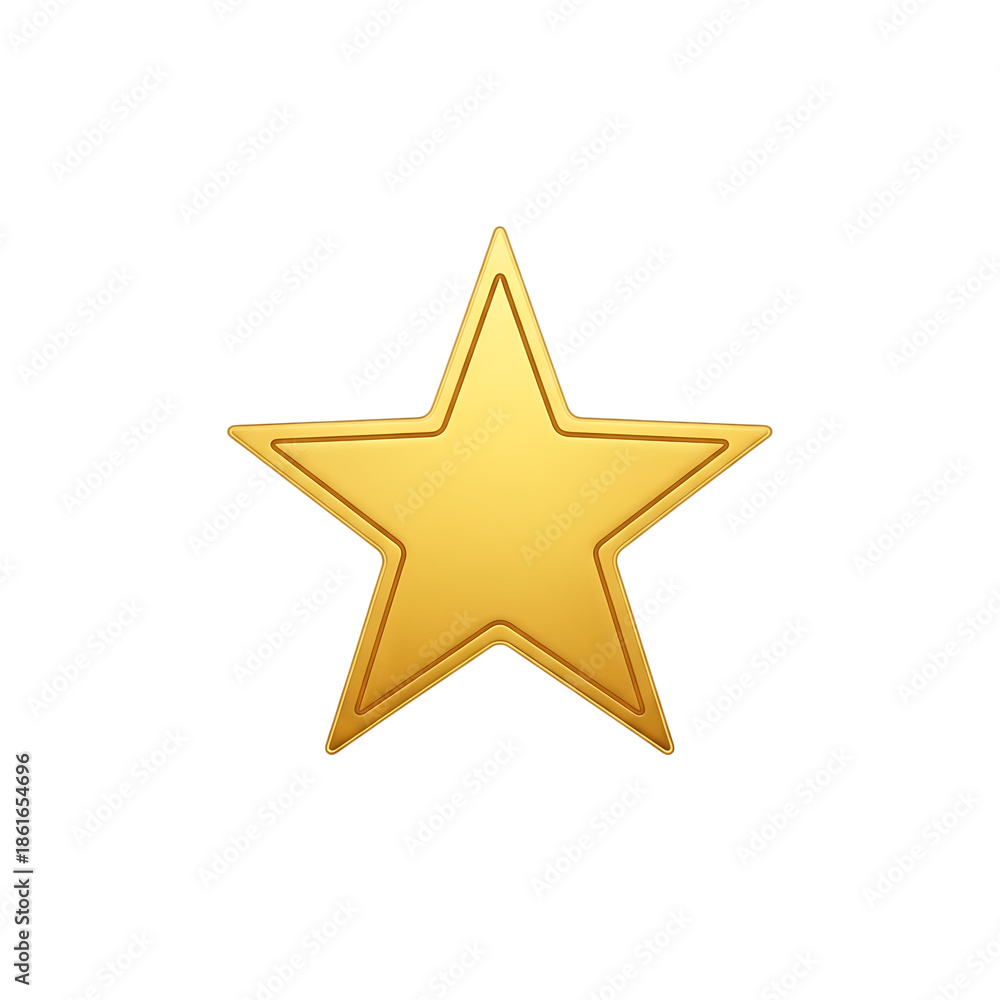 Obraz premium Shiny Gold 3D Star Award Rating Icon isolated on transparent background