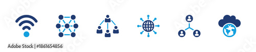 Connectivity icon set. Network connection sharing wireless technology. Solid icon collection.