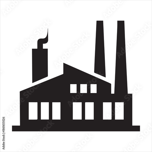 steel mill icon vector silhouette on transparent background