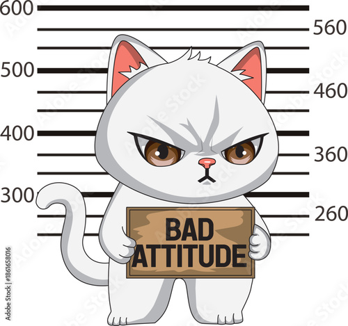 Cat With Prisoner Board Side Pose Mugshot Kitten Vector