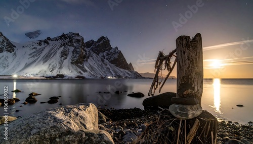 Dramatic Lofoten Islands Landscape with Mountain Peaks and Coastal Beauty.