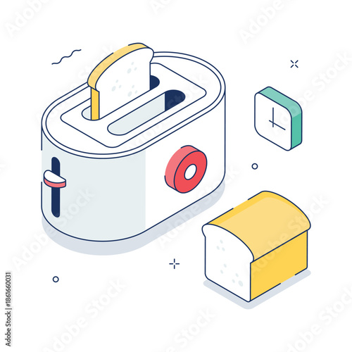 A minimal isometric illustration of kitchen toaster, editable vector