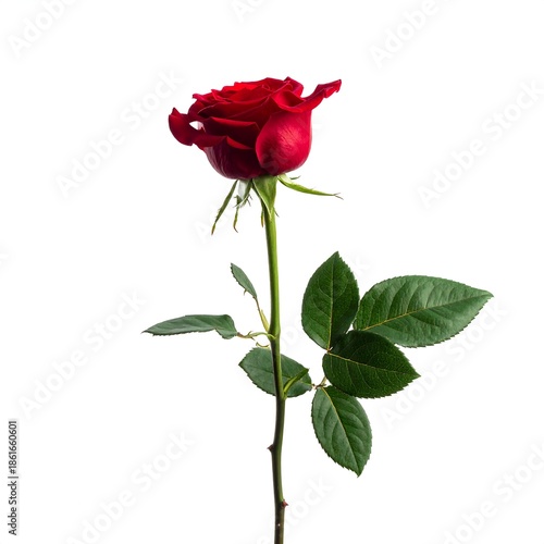 Single red rose isolated on white high resolution picture