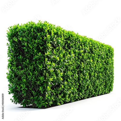 Vibrant green hedge with neat rounded bushes high resolution picture