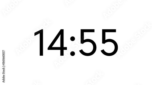 Modern countdown timer from 15 minute to 14 minute on white background suitable for presentations, productivity, educational content, and more