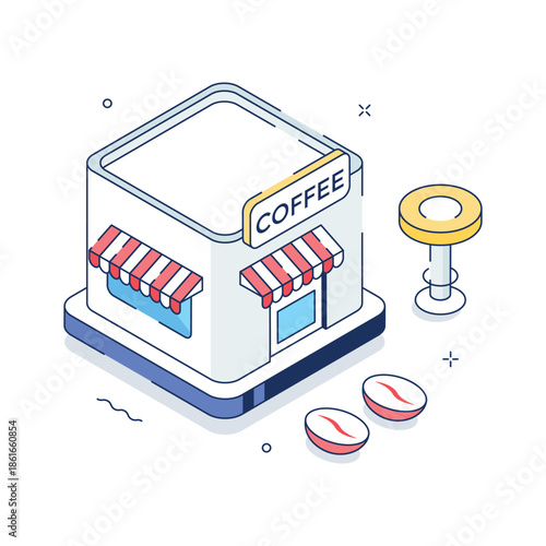 A captivating isometric illustration of coffee shop counter