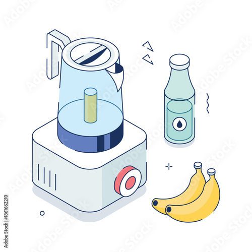 A well designed isometric illustration of juice blender