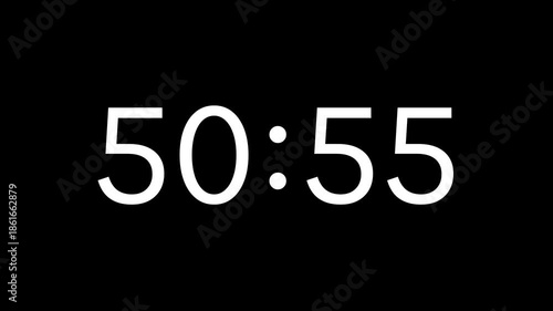 Countdown digital timer from 51 minute to 50 minute on black background