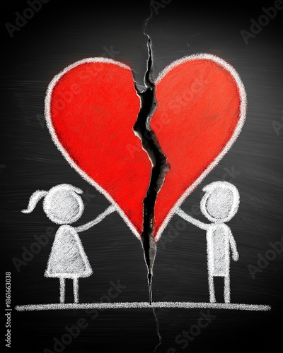 Chalk Children Hold Broken Heart