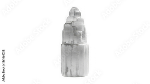 Selenite crystal cluster on transparent background