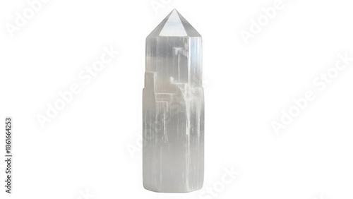 Selenite crystal tower with pointed tip and smooth surface