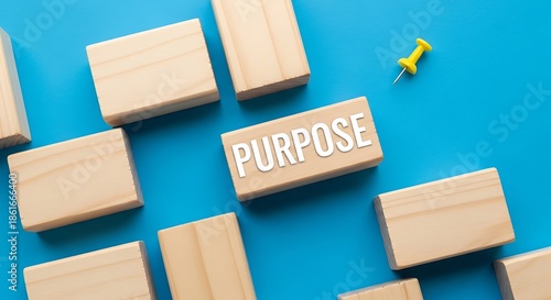 Wallpaper Mural Wooden blocks spelling out the word purpose surrounded by blank blocks on bright blue background Torontodigital.ca