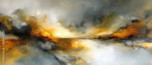 Abstract Fiery Horizon Landscape