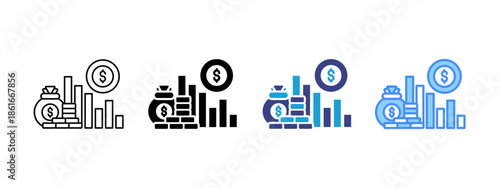 Recession   icon set multiple style collection