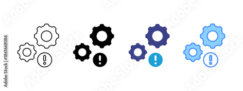 Process icon set multiple style collection