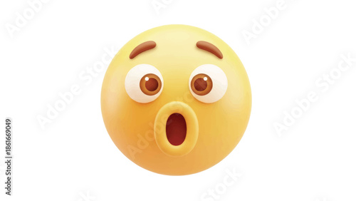Surprised wide eyed yellow emoji face expressing astonishment and open mouth reaction.