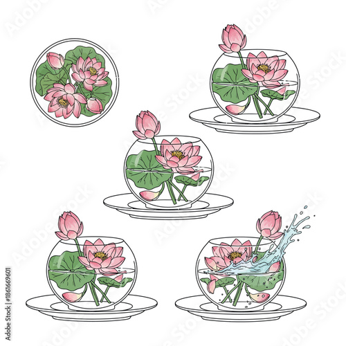 Lotus Flower Vector Graphic Pink Lotus Flower Vector Illustration Watercolor Floral Clipart for Print and  Design 