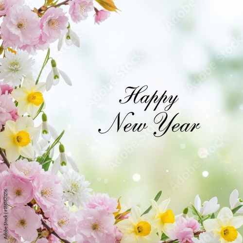 Celebrating the new year with blooming flowers