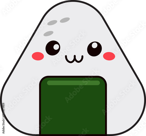 Cute Cartoon Onigiri Character Design.