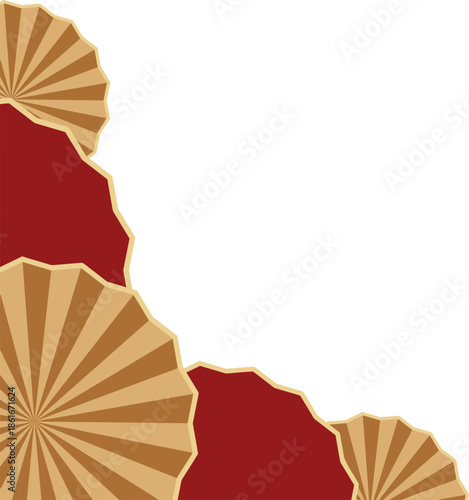 Red and Gold Japanese Parasols.