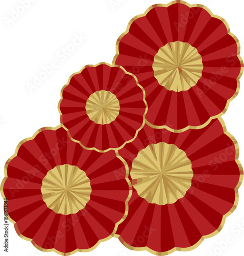 Red and Gold Paper Fans.