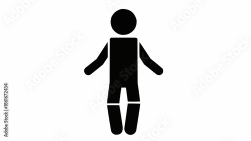 Simple black silhouette of a person standing with arms outstretched.