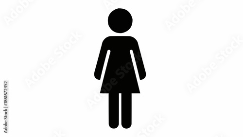 Simple Black Silhouette of a Woman Standing.