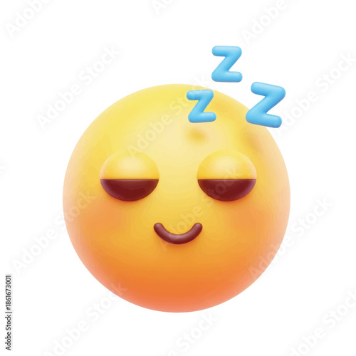 Sleepy yellow emoji with closed eyes and Zzz symbols expressing restfulness and calm mood.