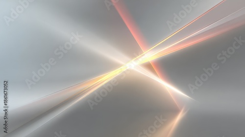 Dynamic Intersecting Golden Light Streaks on Abstract Grey Background � Modern Energy and Technology Concept.