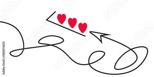 Safe time line icon. Continuous line with share plane. Clock sign. Office management symbol. Hearts rate review in speech bubble. Safe time single line ribbon. Loop curve pattern. Vector