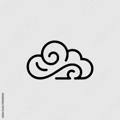 Minimalist cloud icon with swirling wind design element