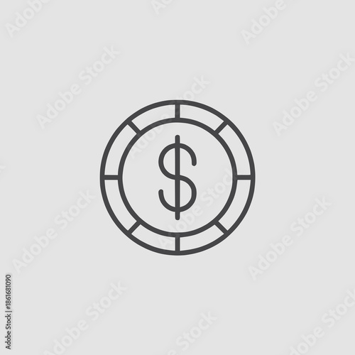 Modern dollar coin symbol for finance and business concepts