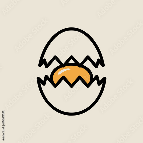 Stunning broken egg with golden yolk emerging