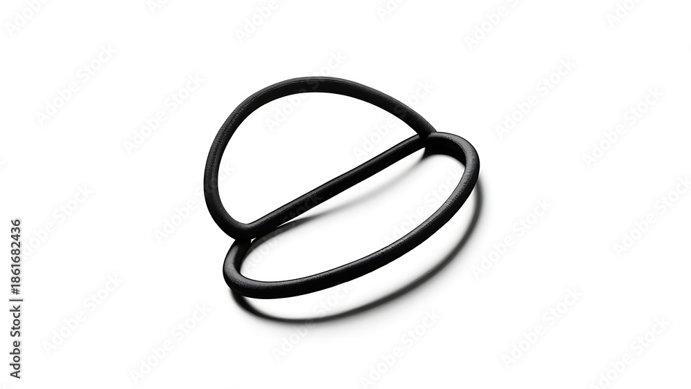 Fototapeta premium A simple, abstract composition on white two interconnected black loops, casting a gentle shadow