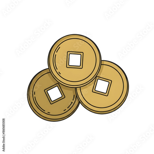 Ancient Chinese Coin Stack Icon Symbol of Prosperity