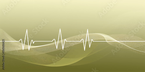 Abstract medical background featuring green ECG heartbeat lines and a cardiology pulse graph vector illustration for healthcare and hospital monitor design