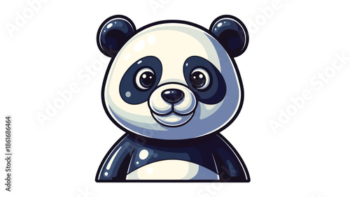 Friendly cartoon panda illustration featuring bold black and white fur, a cute stylized character with a wholesome, playful vibe.