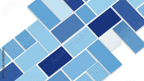Abstract geometric background with blue and light blue rectangular tiles