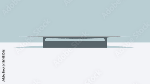 Minimalist Modern Coffee Table on a Light Blue and White Background