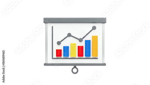 3D Bar Chart and Line Graph on Presentation Board