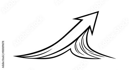 Dynamic upward trending arrow symbolizing growth and progress in business and finance