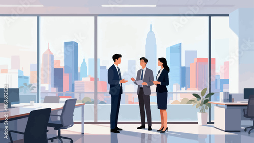 Office workers in discussion