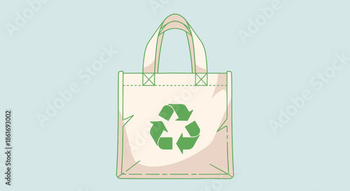 Eco-Friendly Reusable Shopping Bag with Recycling Symbol and Sustainable Concept