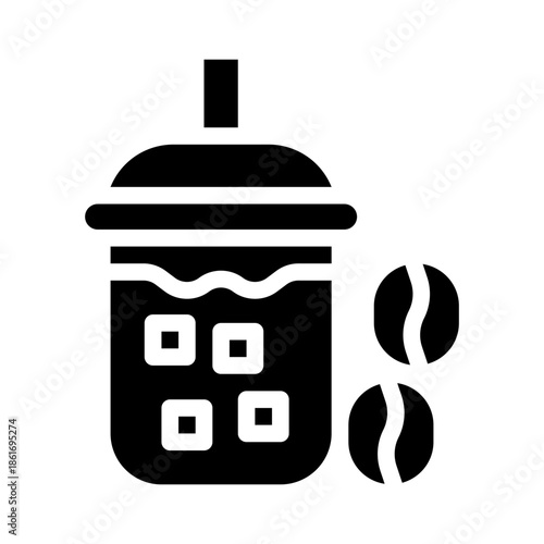 iced coffee glyph icon