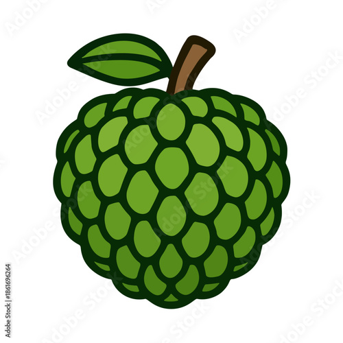 Custard apple (sugar apple) icon with its knobby, segmented green skin