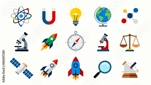 Set of science and technology icons