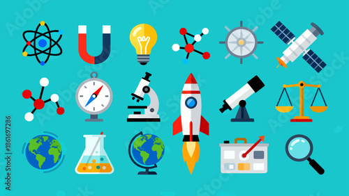 Science and technology icons collection
