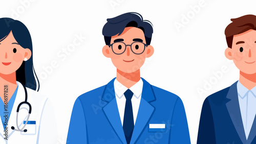 Three professionals in uniforms