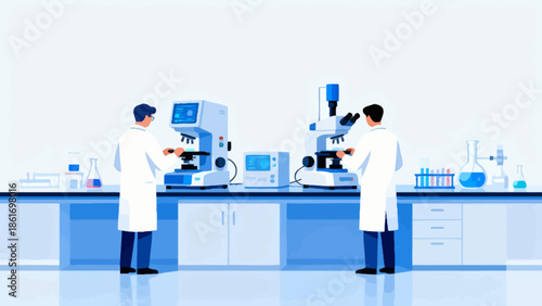 Scientists working in laboratory